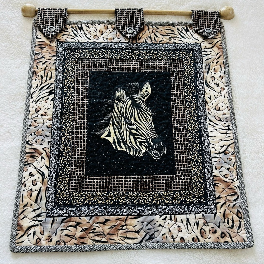 Handmade Wall Hanging Zebra Quilt.